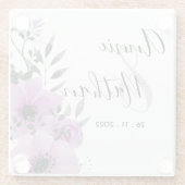 Dessous-de-verre En Verre Joli Violet Floral Romantique Script Party (Dos)