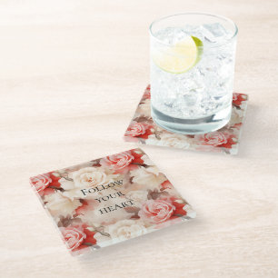 Dessous-de-verre En Verre Jolie crème blush rose floral pour la douche de ma