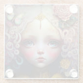 Dessous-de-verre En Verre Jolie poupée fille cheveux roses (Dos)