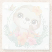 Dessous-de-verre En Verre Jolie Sloth (Dos)