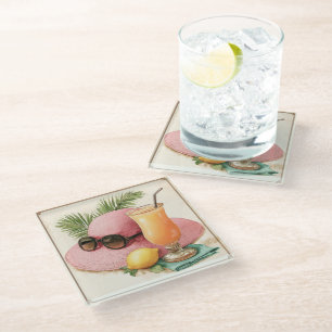 DESSOUS-DE-VERRE EN VERRE JOLIE VIEILLE CHOSE DÉTÉRIORÉE ENCORE VIE DE L'ÉTÉ