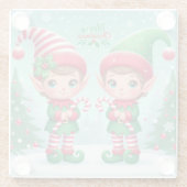 Dessous-de-verre En Verre Jolies elfes de Noël (Dos)