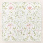 Dessous-de-verre En Verre Jolies Fleurs Blanches Roses (Devant)