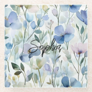 Dessous-de-verre En Verre Jolies Fleurs Violettes 