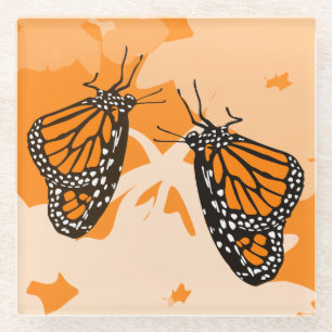 Dessous-de-verre En Verre Jolis papillons monarques orange nommés
