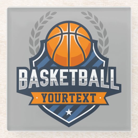 Dessous-de-verre En Verre Joueur de basket AJOUTER LE NOM Varsity School Tea (Devant)