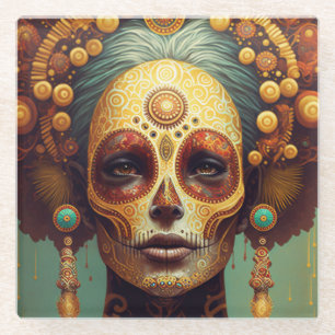 Dessous-de-verre En Verre Jour De La Femme Morte Du Crâne De Sucre