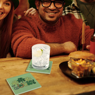 Dessous-de-verre En Verre Jour de la Saint Patrick vert Lucky