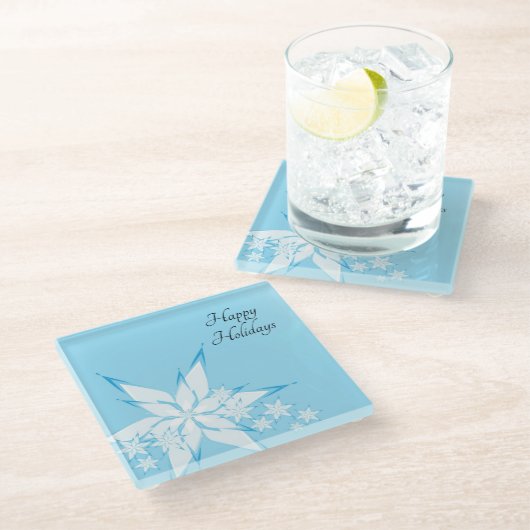 Dessous-de-verre En Verre Joyeuses fêtes avec l'art des flocs de neige (Incliné)