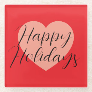 Dessous-de-verre En Verre Joyeuses Fêtes Joyeux Noël Moment de Fête Cœur