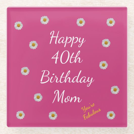 Dessous-de-verre En Verre Joyeux 40e anniversaire maman (Devant)