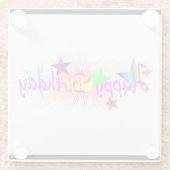 Dessous-de-verre En Verre Joyeux anniversaire et étoiles - (Dos)