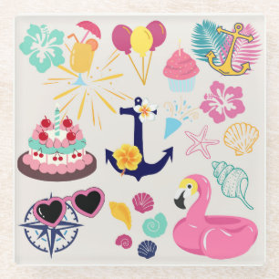 Dessous-de-verre En Verre Joyeux Anniversaire Marin Mignon