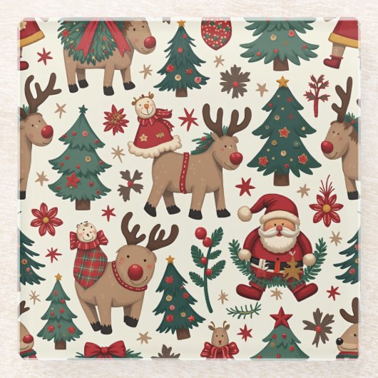 Dessous-de-verre En Verre Joyeux Dessous de verre de Noël (Devant)