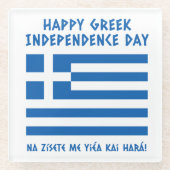 Dessous-de-verre En Verre Joyeux drapeau grec pour l'indépendance (Devant)