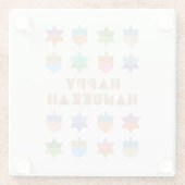 Dessous-de-verre En Verre Joyeux Hanoukka Dreidels and Stars (Dos)