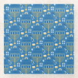Dessous-de-verre En Verre Joyeux Hanoukka Etoile juive Menorah Bleu Chanukah<br><div class="desc">Heureux Hanoukka,  Chanukah,  Menorah,  fête des lumières,  étoile juive,  dessous de verre bleu.</div>
