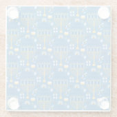 Dessous-de-verre En Verre Joyeux Hanoukka Etoile juive Menorah Bleu Chanukah (Dos)