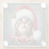Dessous-de-verre En Verre Joyeux Noël American shorthair Cat, Père Noël Cat (Dos)