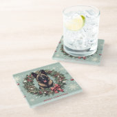 Dessous-de-verre En Verre Joyeux Noël Belge Malinois Chien Noël Noël (Incliné)