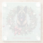 Dessous-de-verre En Verre Joyeux Noël Belge Malinois Chien Noël Noël (Dos)