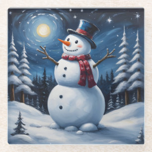 Dessous-de-verre En Verre Joyeux Noël bonhomme de neige