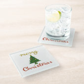 Dessous-de-verre En Verre Joyeux Noël+Création d'arbre (Incliné)