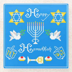 Dessous-de-verre En Verre Joyeux Noël Hanoukka