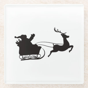 Dessous-de-verre En Verre Joyeux Noël moderne Père Noël Sleigh and Reindeer