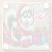 Dessous-de-verre En Verre Joyeux Noël Whimsical Siberian Husky Chien Xmas (Dos)