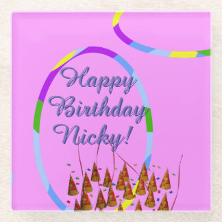 Dessous-de-verre En Verre Joyeux nom d'anniversaire