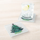 Dessous-de-verre En Verre Joyeux sapin de Noël (Incliné)