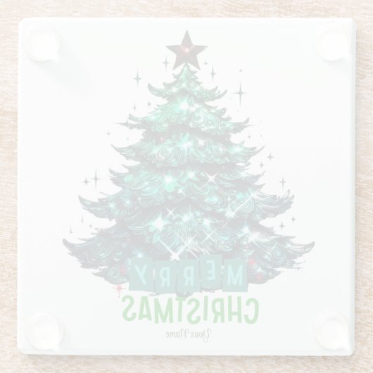 Dessous-de-verre En Verre Joyeux sapin de Noël (Dos)