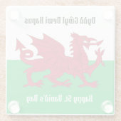 Dessous-de-verre En Verre Joyeux St. David's Day Red Dragon Gallois Drapeau (Dos)