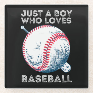 Dessous-de-verre En Verre Juste un garçon qui aime le baseball