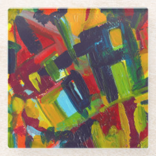 Dessous-de-verre En Verre Kandinsky '304' Peinture Abstraite colorée