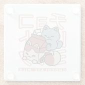 Dessous-de-verre En Verre Kawaii Cat with Chocolate Milk – Japanese Pop Art (Dos)