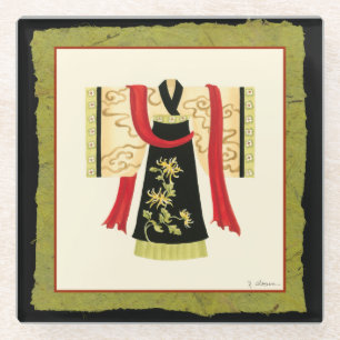 Dessous-de-verre En Verre Kimono japonais traditionnel avec l'impression