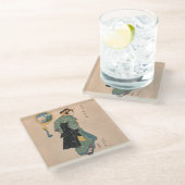 Dessous-de-verre En Verre Kimono Woman Courtesan (Incliné)