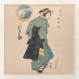 Dessous-de-verre En Verre Kimono Woman Courtesan