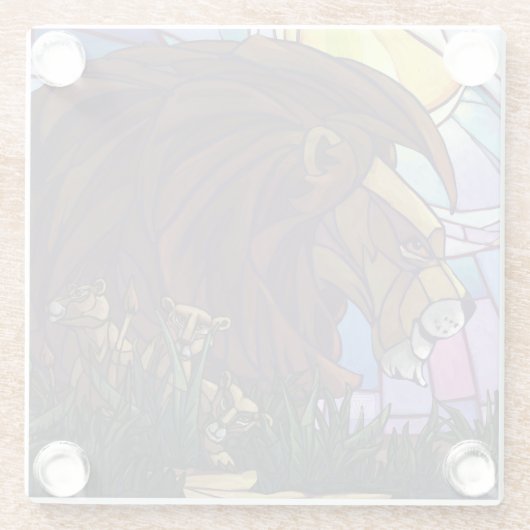 Dessous-de-verre En Verre King Lion et Cubs Art (Dos)
