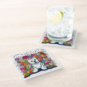 Dessous-de-verre En Verre KiniArt Westie Jardin Joyeux