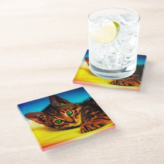 Dessous-de-verre En Verre Kitten (Incliné)