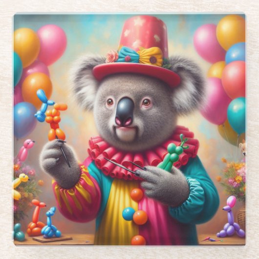 Dessous-de-verre En Verre Koala Clown (Devant)