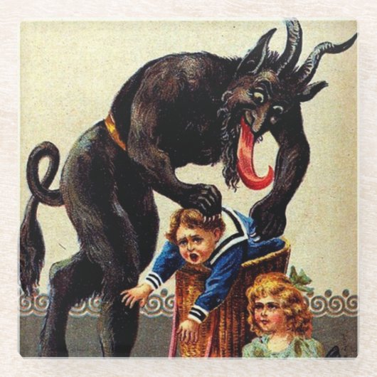 Dessous-de-verre En Verre Krampus Enfants en panier Noël Noël Noël Noël Noël (Devant)