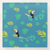 Dessous-de-verre En Verre La forêt tropicale du Toucan bleu et vert (Devant)