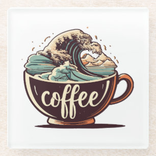 Dessous-de-verre En Verre La Grande Vague De Café