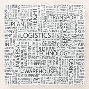 Dessous-de-verre En Verre La LOGISTIQUE modèle avec des mots