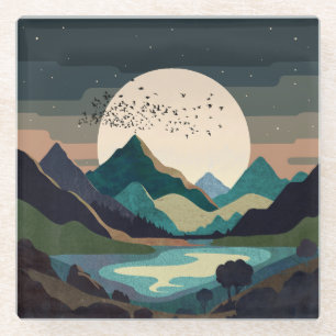 Dessous-de-verre En Verre La Lune Sur Le Lac