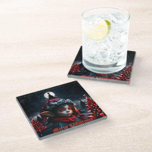 Dessous-de-verre En Verre La magie de l'elfe gothique sous la pleine lune.